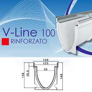 Canalina scarico drenaggio acque V-LINE 100 RINFORZATA Canalina scarico drenaggio acque V-LINE 100 RINFORZATA